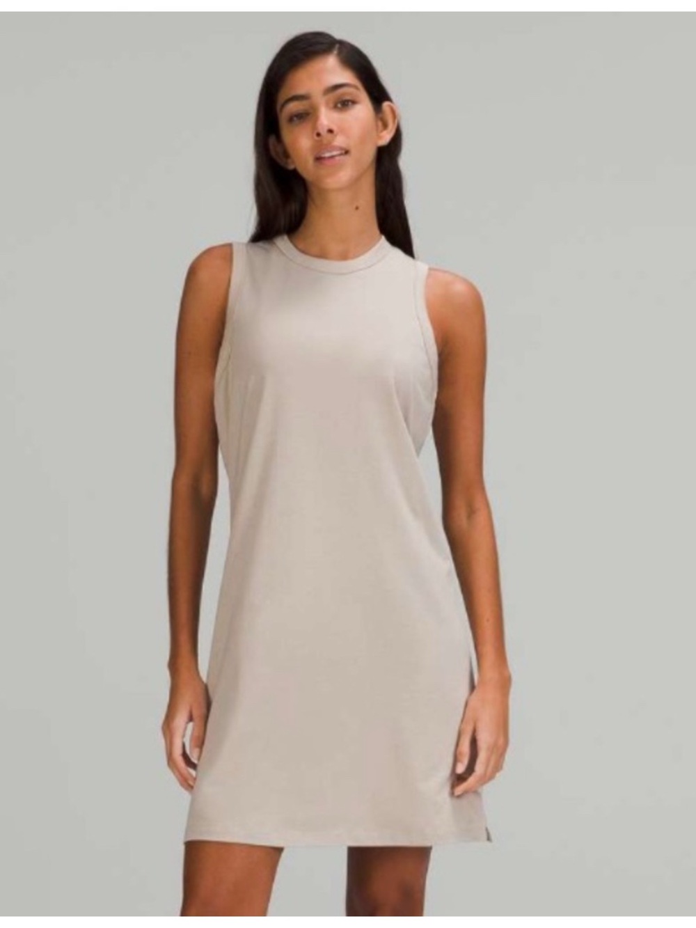 Lululemon classic fit Sleeveless Crewneck Shift Dress in Light Beige, sz 8 med